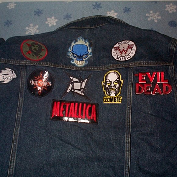 Denim Jean jacket with band patches Metallica OZZY Black Sabbath Linkin Park - Picture 8 of 9